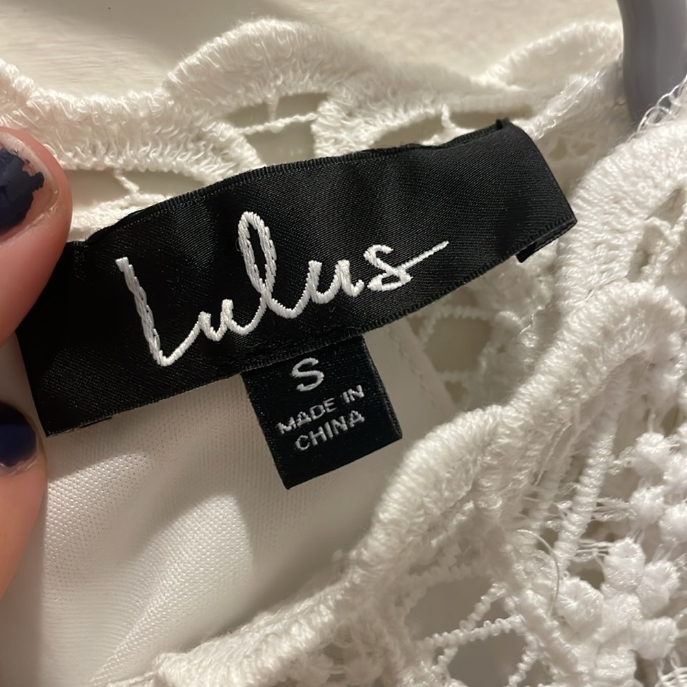 Lulus White Beautiful Lace Pattern Shift Dress In… - image 3